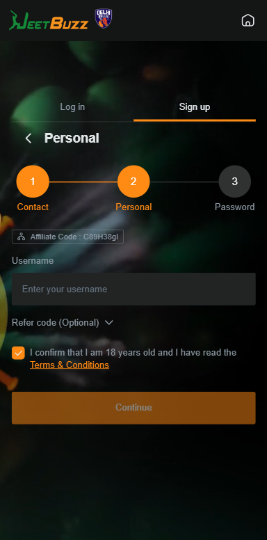 Quick mobil registration at JeetBuzz Bangladesh for betting and casino